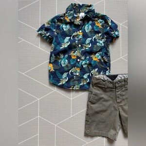 Volcom|Baby boy/toddler summer set,tropical Floral button down shirt & shorts•4T